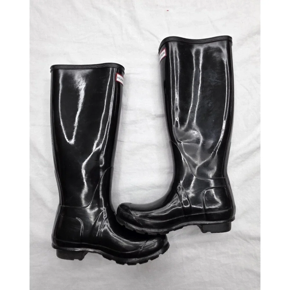 Hunter Rain Boots Tall Black Original Gloss 4M/5F Waterproof